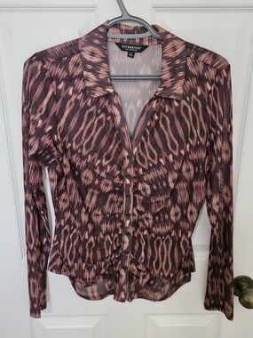 Liverpool LA Printed Button-Front Blouse